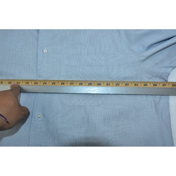Ermenegildo Zegna Dress Men's Shirt Size 16.5 42 XXL Blue Square Woven Button Up - Picture 8 of 12